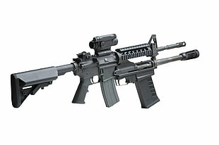 black assault rifle HD wallpaper