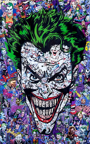 Joker face illustration, comic books, Joker