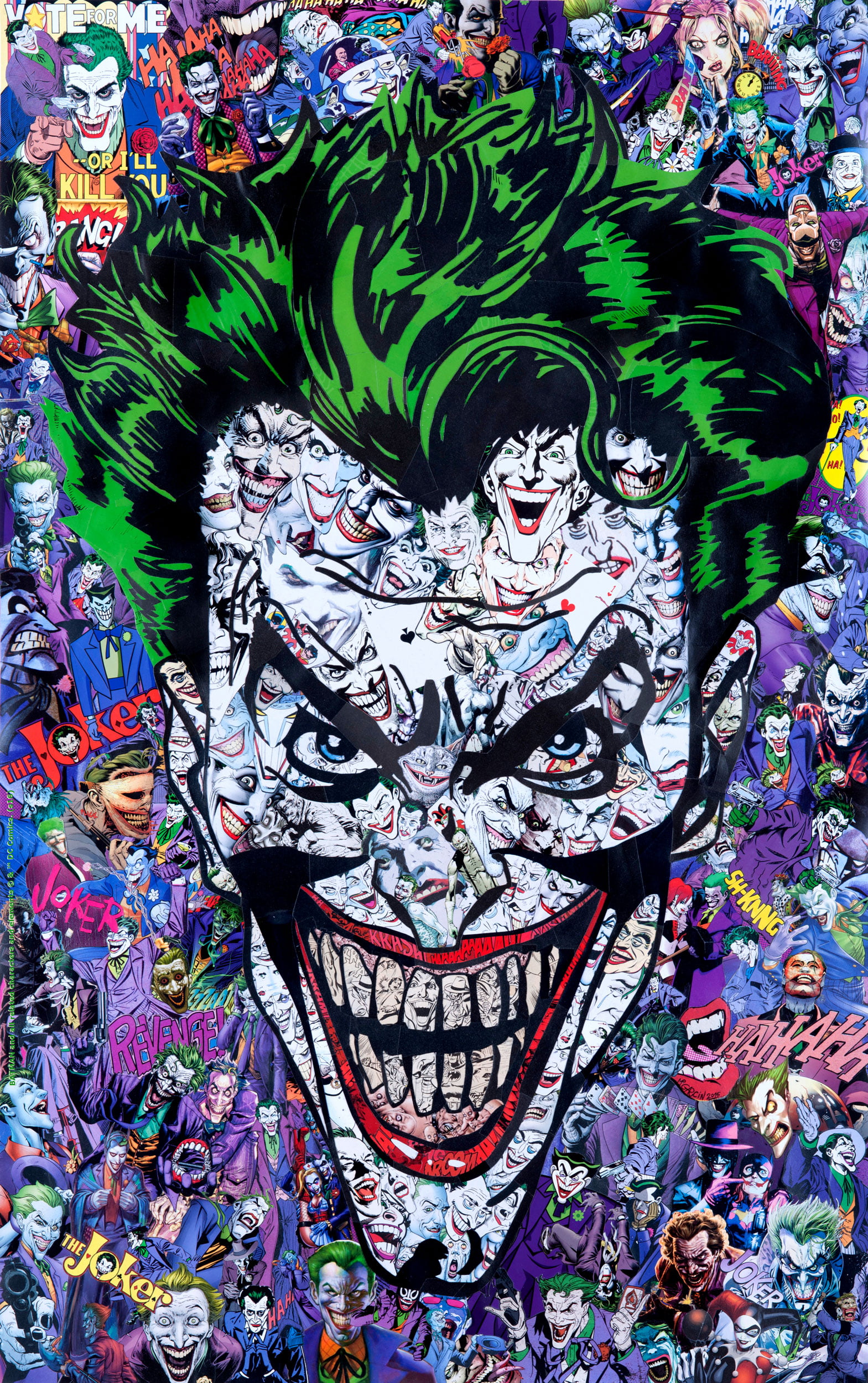 Joker face illustration, comic books, Joker