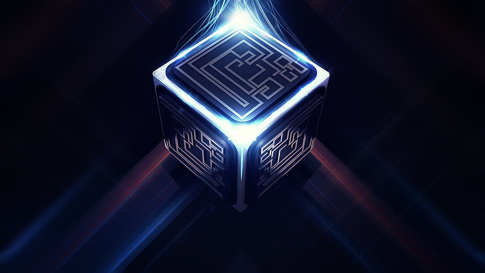lighted cube graphic wallpaper HD wallpaper