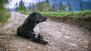 black dog stone decor