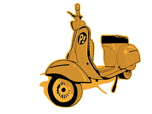 yellow and black motor scooter illustration, FLCL, Vespa