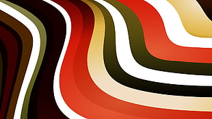 white, red, black, and gold abstract painting, abstract, wavy lines, colorful, digital art