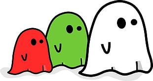 red,green,and white ghosts illustration