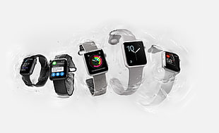 five Apple watches with straps