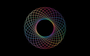 yellow and pink spirograph