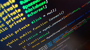computer screen, code, web development, PHP HD wallpaper