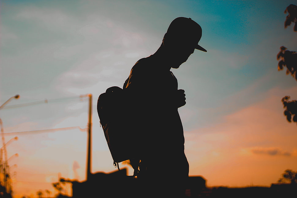 fitted cap, Guy, Silhouette, Cap HD wallpaper