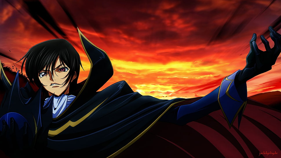 Lelouch Code Geass artwork, Code Geass, sunset, Lamperouge Lelouch, anime boys HD wallpaper