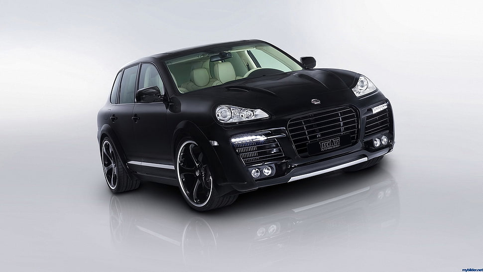 black sedan, Porsche Cayenne, car HD wallpaper