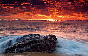 sea, dawn, nature, sky HD wallpaper