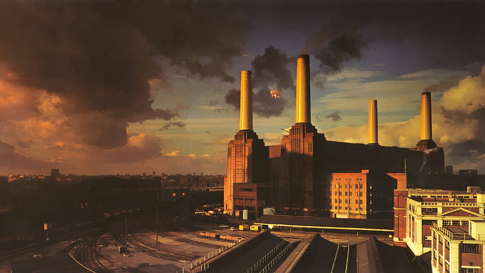 brown industrial bulding, Pink Floyd HD wallpaper