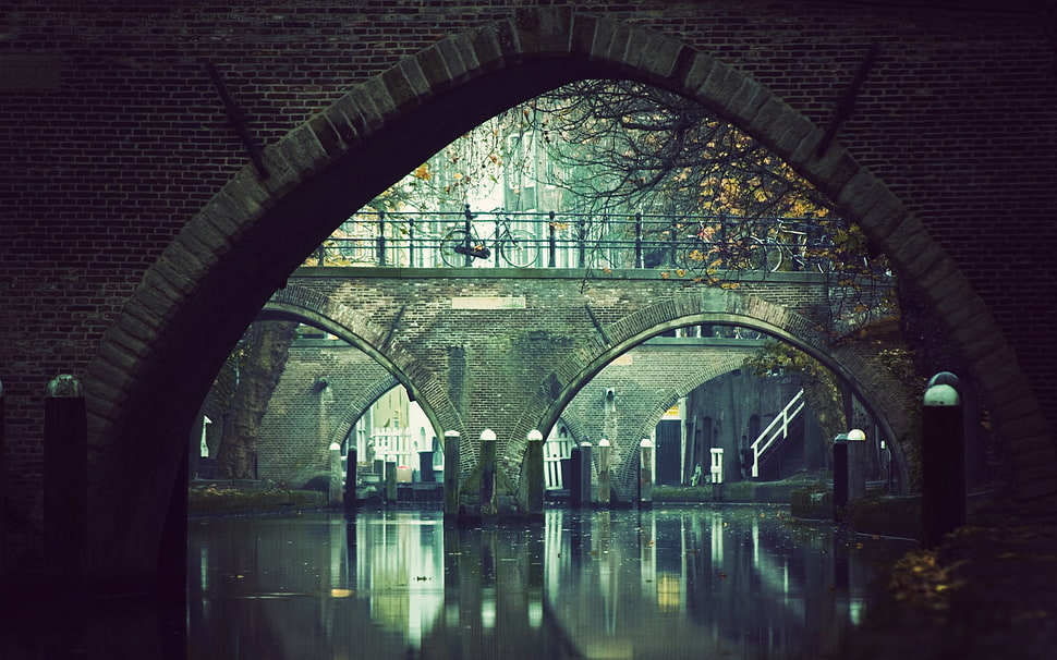 grey concrete bridge, Amsterdam, bridge, water, cityscape HD wallpaper