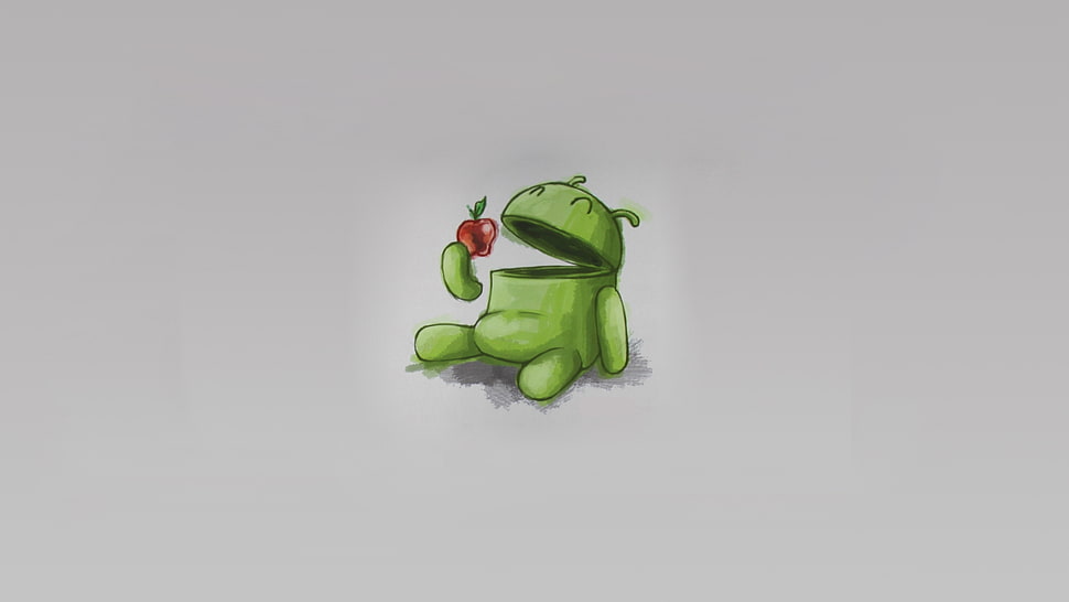 Android logo eating Apple sticker HD wallpaper