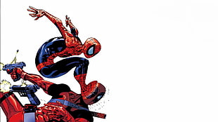 Spider-Man and Deadpool digital wallpaper
