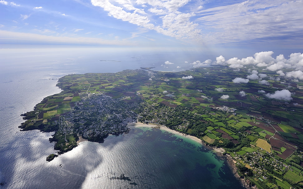 aerial view landscape during day time HD wallpaper