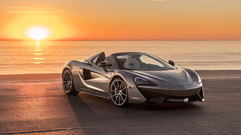 silver convertible coupe, McLaren 570S Spider, 2018 HD wallpaper