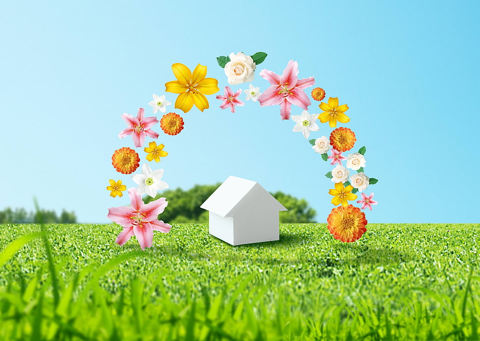 white mini house decor HD wallpaper