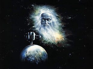 man holding earth digital wallpaper, fantasy art, Earth, God