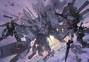 Transformers digital wallpaper, artwork, fan art, robot, mech