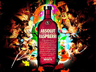 Absolut Raspberry bottle illustration