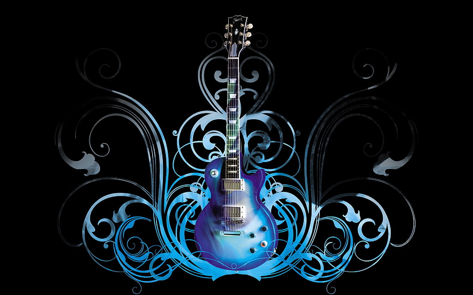 blue electric guitar illustration HD wallpaper