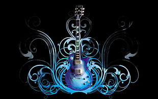 blue electric guitar illustration HD wallpaper