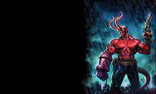 Hellboy wallpaper, Hellboy, comics, gun, artwork