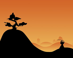 silhouette photo of man and tree artwork HD wallpaper