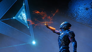 blue robot illustration, Mass Effect: Andromeda, EA  Games, video games, EA DICE HD wallpaper