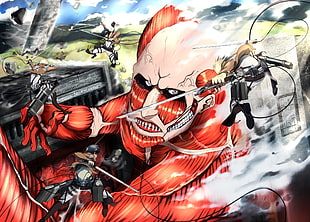 Attack on Titans poster, Shingeki no Kyojin, Colossal Titan, anime HD wallpaper