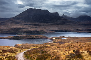 landscape photography of mountain and river