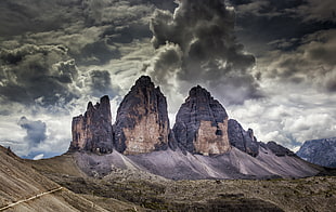 gray and brown mountain, mountains, sky, Italy, Dolomites (mountains) HD wallpaper
