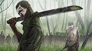 man holding machete clip-art, artwork, machete