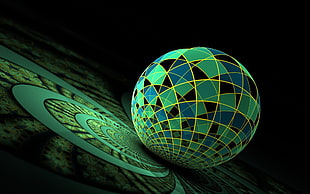round green, blue, and black ball