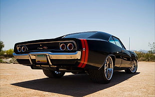 black coupe, car, muscle cars, Dodge Charger, Dodge HD wallpaper
