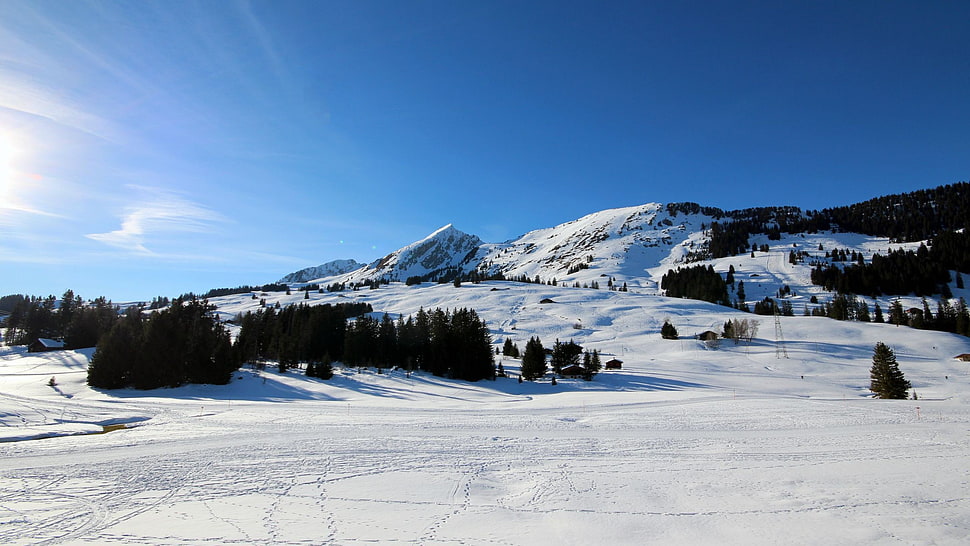 snow covered mountain, mountains, snow HD wallpaper