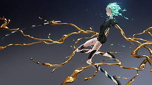 green-haired anime illustration, Houseki no kuni , Phos (Houseki no Kuni), gold