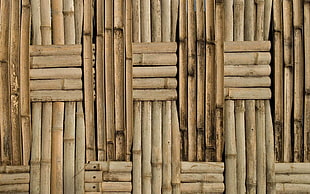 photo of brown wooden rattan wall