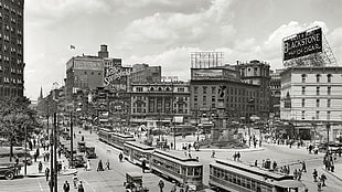 grayscale photo of city, city, monochrome, history, Detroit