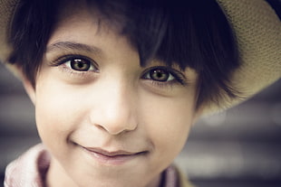 smiling boy wearing hat HD wallpaper