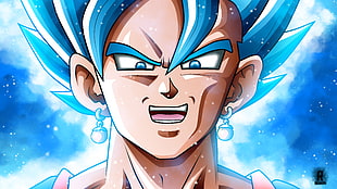 Son Goku Super Saiyan god illustration, Dragon Ball Super, Super Saiyajin Blue, Super Saiyan Blue, Vegetto