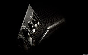 brown subwoofer speaker, music, sound, technology, black background HD wallpaper