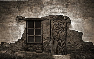 closed black wooden door, minimalism