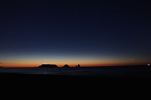 rock formation silhouette, Night, Stars, Sunset HD wallpaper