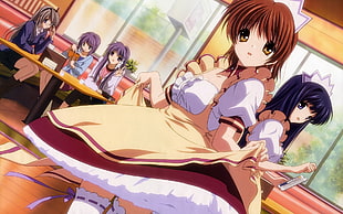 two anime girl maid illustration HD wallpaper