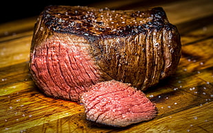 steak, food, closeup, wooden surface