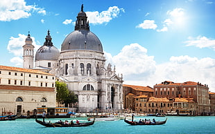 Santa Maria Della Salute, Italy, Venice, Italy, cityscape, gondolas HD wallpaper