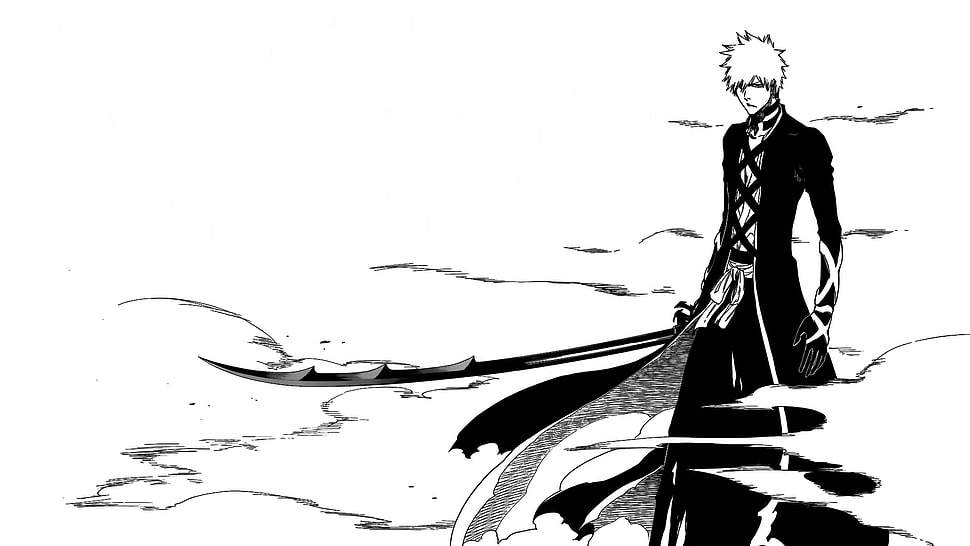 man wearing black top sketch, Bleach, Kurosaki Ichigo, manga HD wallpaper