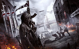 man holding assault rifle wallpaper, artwork, video games, Homefront: The Revolution, Homefront